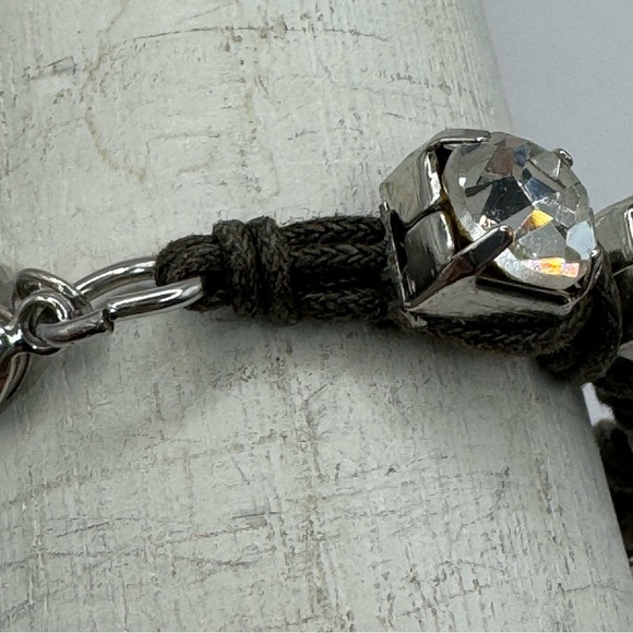 American Eagle large sparkling rhinestone woven bracelet 7” boho mob wife - Picture 9 of 13